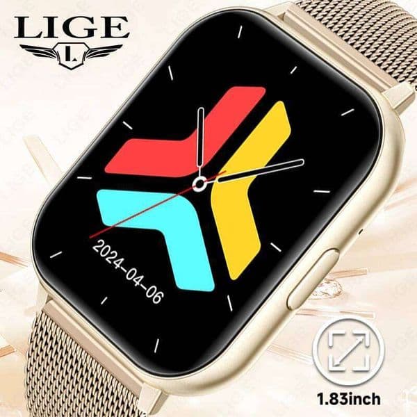 LIGE 1.83 Inch HD Large Screen Smart Watch Bluetooth Call Sleep Monitoring Exercise Music Playback For Men Women Smartwatch 2026