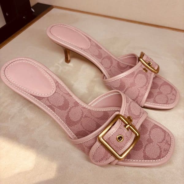 Coh Heels Top New Women's High Quality Leather Sandals Fashion Designer Sandals Luxury Bottom High Heels Summer Casual High Heels Printed Fabric AAA+