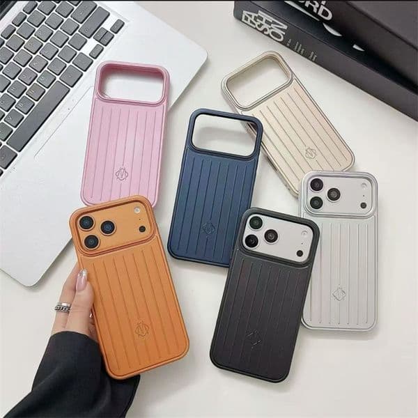 RIM CASES Suitcase Phone Case Designer for iPhone 17 Pro Max 16 Pro 15 14 17 Air 15 PLUS 16 Plus Case 3D Corrugated Stripe Stylish Cover Hard Back Bumper