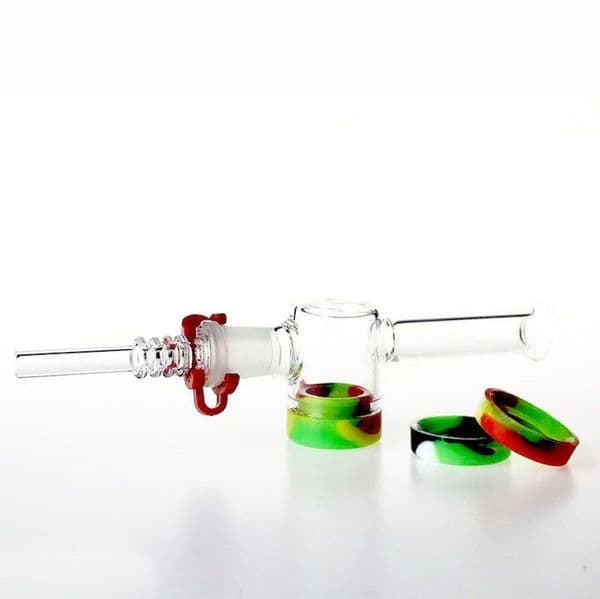 Colorful Thick heady Clear Glass Oil Burner Pipes Kit DIY glass Collector Silicone Container Reclaimer 14mm 18mm Male for water Bongs Smoking with silicone wax box