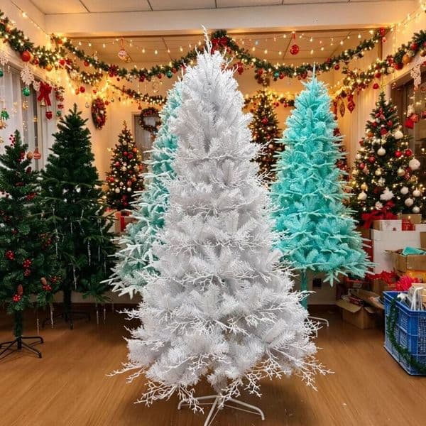 2026 New White PE Twig + PVC Mixed Christmas Tree Decoration Home Ornament