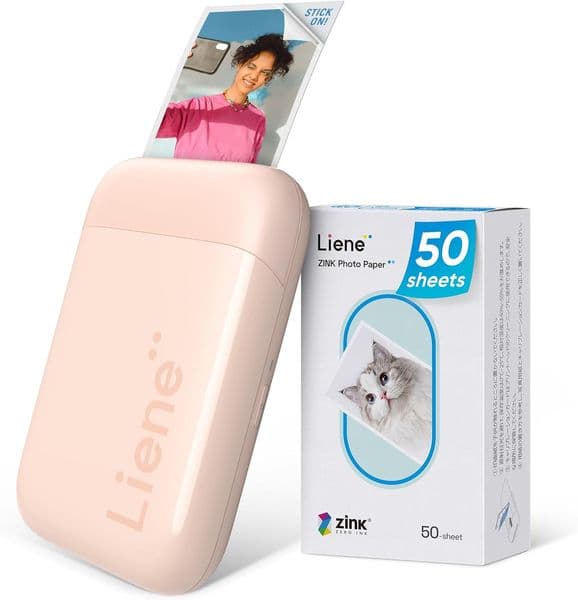 Liene Pearl K100 Photo Printer, 2x3 Mini Instant Portable Color Mono Picture Printer 50 Zink Adhesive Paper, Bluetooth 5.2, Compatible w/iOS Android,