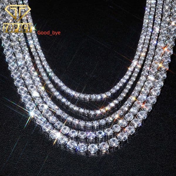 Hiphop 3mm-5mm Moissanite Tennis Chain Iced Out 925 Silver Moissanite Bracelet Pass Diamond Tester VVS D Tennis Chain