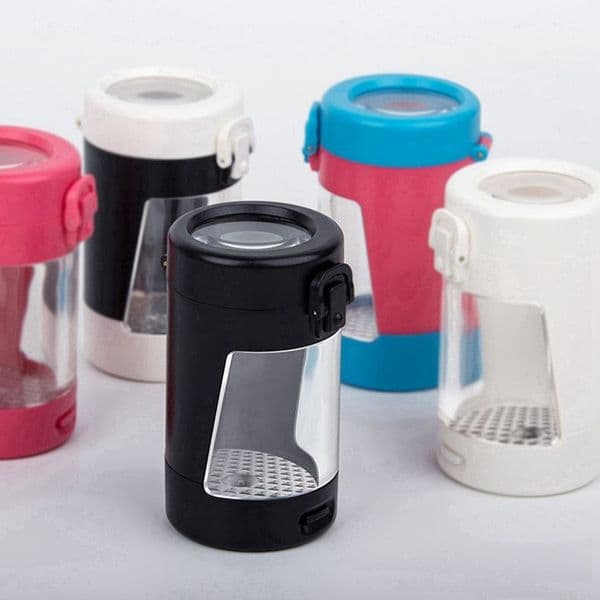 Smoking Automatically Open Colorful Portable USB LED Lighting Magnifier Multi-function Dry Herb Tobacco Spice Miller Seal Storage Jars Container Bottle Stash Case