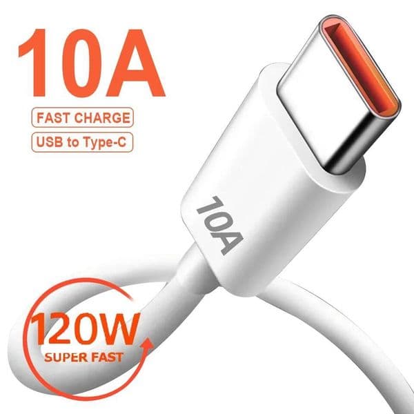 Type 120W 10A Fast Charging Wire Mobile Phone For Huawei P30 Xiaomi Realme Samsung Poco x6 USB C Data Cable Cord ddmythur