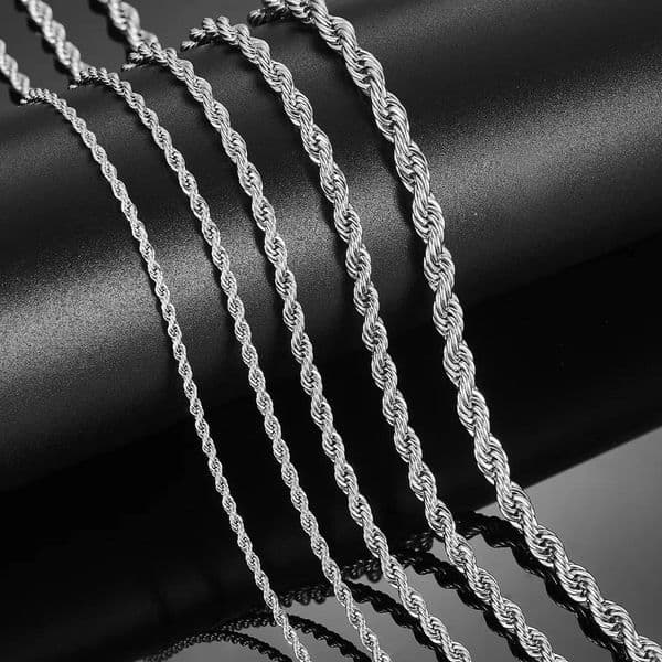 Comfortable Men's Stainless Steel Punk Twist Rope Chain Necklace for Women Silver Color Neck Choker Waterproof Fashion Jewelry Accessories