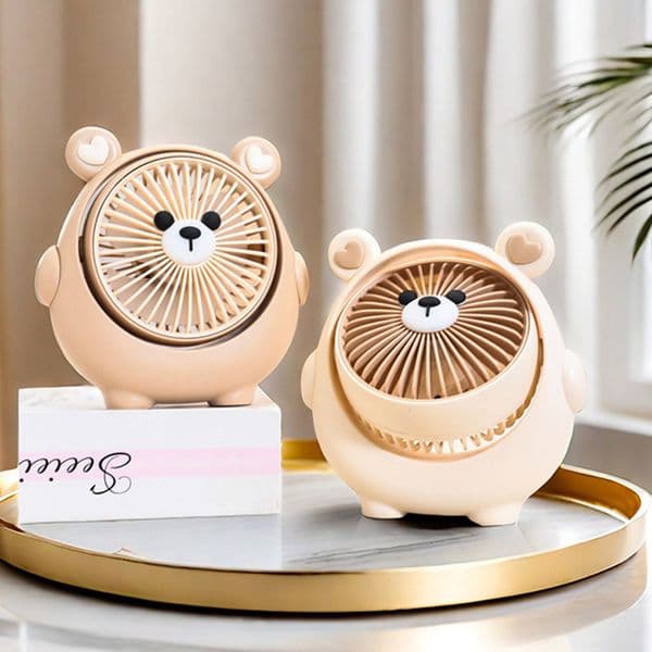 New Cute Dog Adorable Small USB Rechargeable Three-Speed Adjustable Desktop Bedside Household Handheld Electric Fan