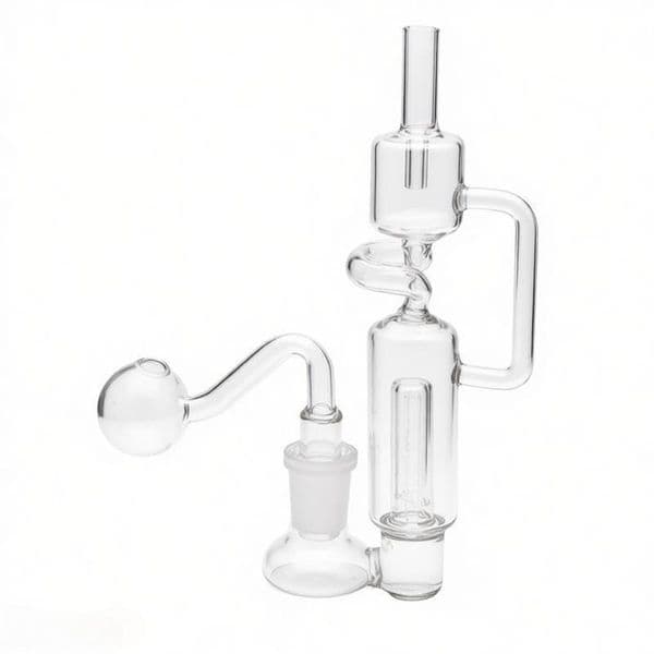 Clear 14mm Female Glass oil burner pipe Hookahs Recycler Thick Showerhead Smoking Water Tobacco Bong Pipe for smoking banger bowl