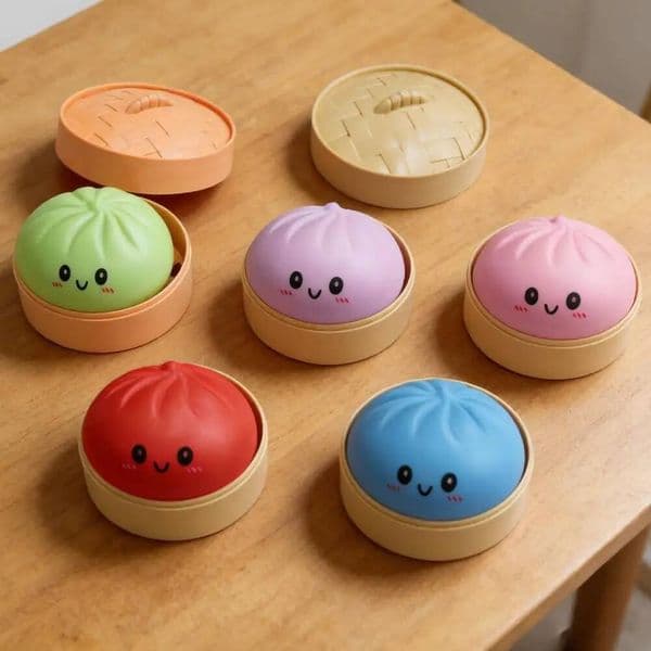 Dumpling Balls Fidget Sensory Simulation Food with Little Steamer Squeeze Dough Ball Stress Relief Hand Toy 1pcs 2026
