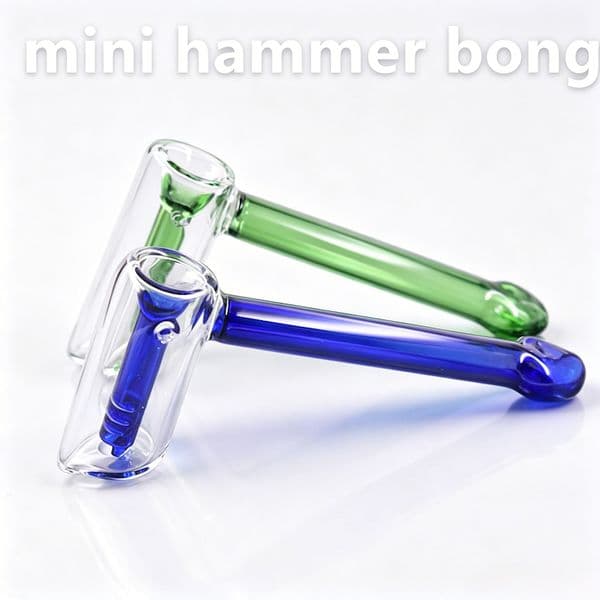 Portable Colorful Glass Hammer Pipe Percolator Bubblers Creative Colorful Mini Thick heady glass tobacco water bongs pipes for smoking hookahs