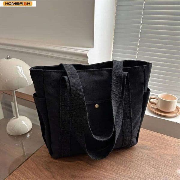 Homefish Capacity Canvas Tote Bags for Work Commuting Carrying College Style Student Outfit Book Shoulder Shopping Bag
