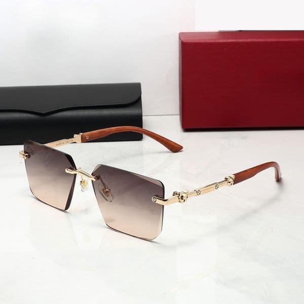 Luxury Sunglasses Fashion Rimless Polarized Sunglasses UV400 Anti-UV Eyewear for Men Women Casual Style Driving Vacation Travel Beach