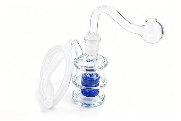 Wholesale 10mm Female Travel Mini Glass Oil Burner Bong Hookah Colorful Water Pipes Hookah Recycler Hand Bongs with Smoking banger bowl and silicone hose straw