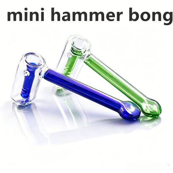 Wholesale Colorful Glass Hammer Pipe Percolator Bubblers Creative Colorful Mini Thick heady glass tobacco water bongs pipes for smoking hookahs