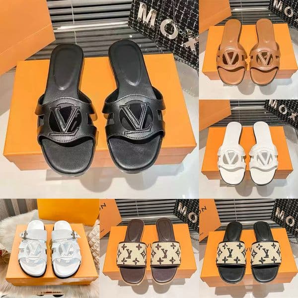 Designer Sandals Women Slides Slippers Rubber Ladies Summer Mules Outdoor Classic Flat sandals Fashion Sandals Metal Buckle Versatile for Commuting