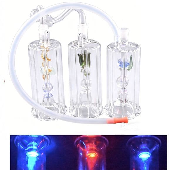10mm Female LED Glow Glass Hookah Smoking Pipe Smoke Shisha Glass Oil Burner Pipes Ash Catchers water Bong Percolater Bubbler with banger Bowl Accessories