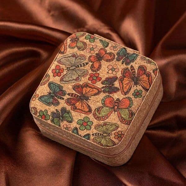 Chinese Retro Senior Classical Elegant Cork Portable Box Earring Ring Necklace Jewelry Organizer
