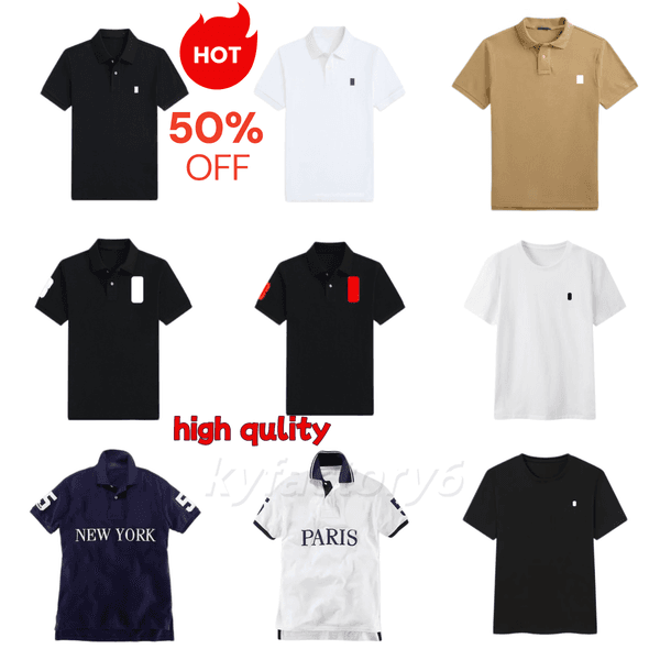 Raulphly Mens polo t shirt Designer t shirts Embroidery Womens Letter Pure Cotton T-shirts Printing Black White Summer Casual Short sleeve Asian size