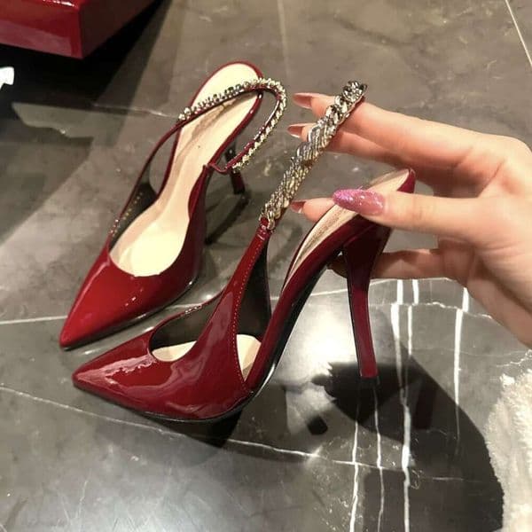 Designer high heels sandals Dress Shoes For Women Sexy Pointed Toe women slingback heels Sandals Pumps For Prom Dress classic thin genuine leather Women party shoes