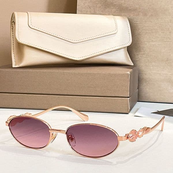 BV1813LU Snake Collection Designer Sunglasses For Women Oval Metal Plated Metal Frame Crystal Decor Details Ultra Lightweight Luxury Jewelry Inspired Eyewear