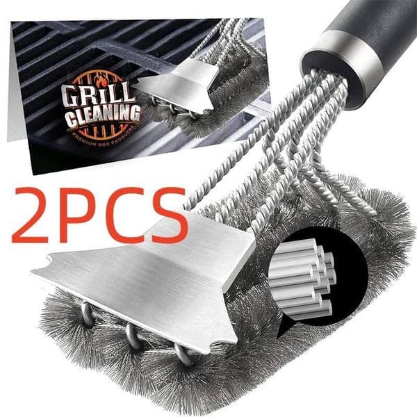 1/2PCS Safe and Scraper with Deluxe Handle Cleaner Stainless Steel Bristle Grill Brush Accessories ddmynov