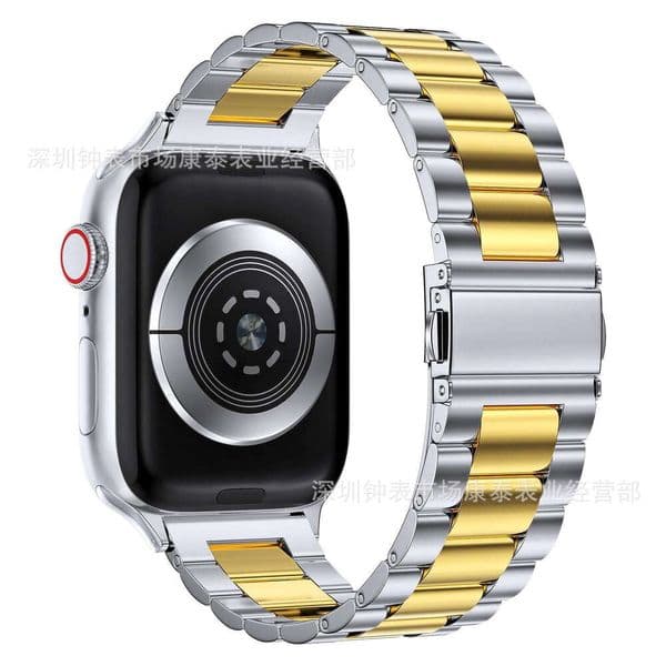 for Watch Ultra2, Apple s1-s9 generation three-bead strap, metal stainless steel iwatch strap