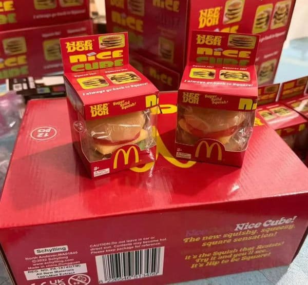 New Nee doh McDonald's Burger Nice Cube Sensory Toy Maltose Ice Cream Soft Candy Anxiety Relieves Slow Rebound Fidget Toy Red In Stock