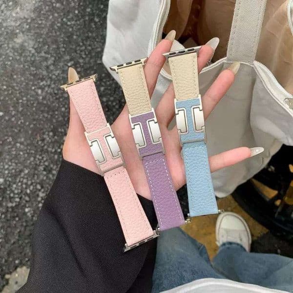Ins Watch Lychee Pattern Magnetic Buckle Genuine Leather Strap S9 S10 S11