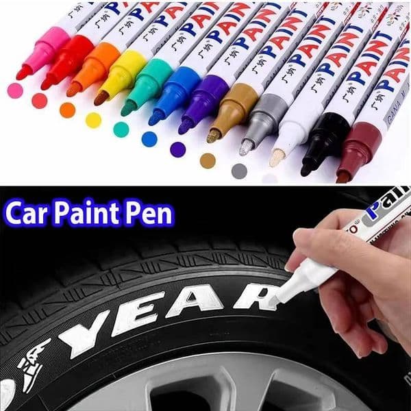Newupgrade Waterproof Car Wheel Tire Oily Painting Mark Pen Auto Rubber Tyre Tread CD Metal Permanent Paint Marker
