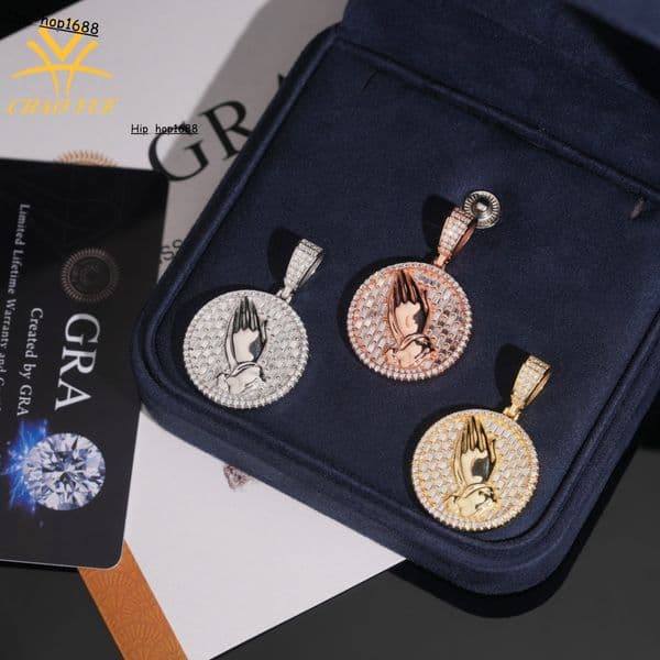 Trendy mens necklace pendant S925 silver VVS moissanite niche fashion jewelry
