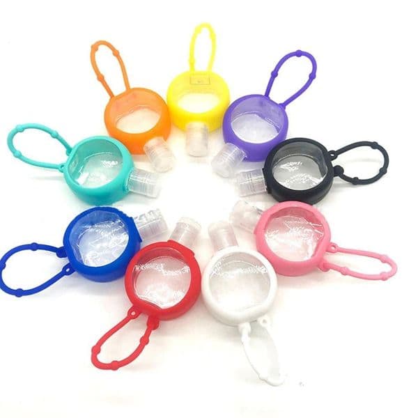 30ml Round Silicone Solid color Hand Sanitizer Bottle Perfume Holder Portable Hanging Bottle Rack Sub-Bottle