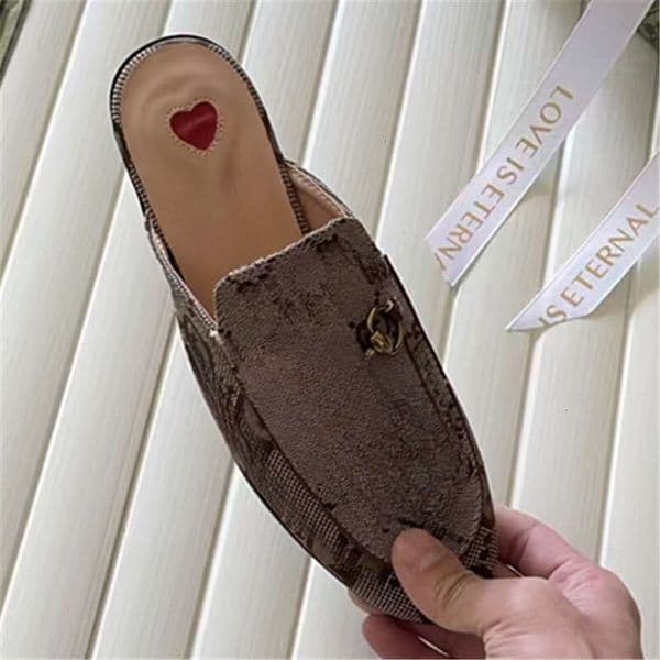 G shoes design slippers wool slippers women's shoes new casual shoes British style retro reading small leather shoes flat size 35-44 with box
