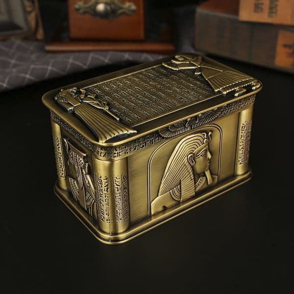 Factory New High-end Creative European Style Metal Egyptian Pharaoh Rectangular Desktop Jewelry Storage Box