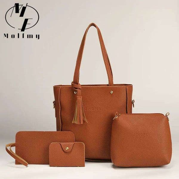 4Pcs/Set High Capacity Pattern PU Leather Shoulder Bags Wallet Purse Ladies Crossbody Bag for Women Girls