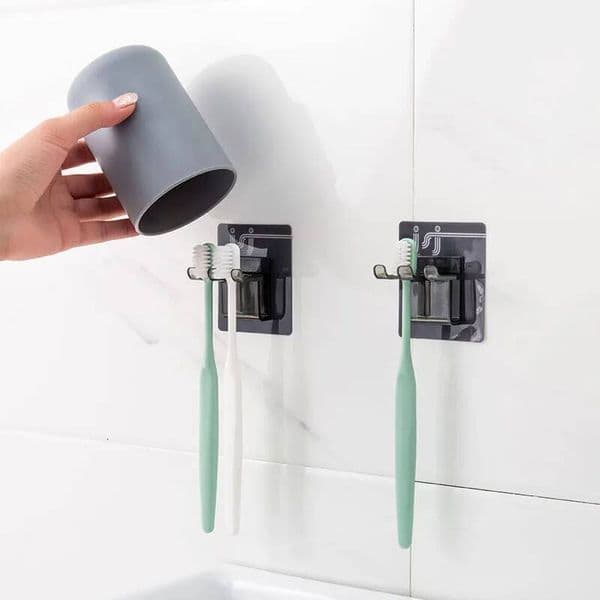 Stick Toothbrush Holder With Cup Storage 2 Pcs Toothbrushes For Your Lovers Bathroom Organizer Accessories Brush Bracket ddmythur