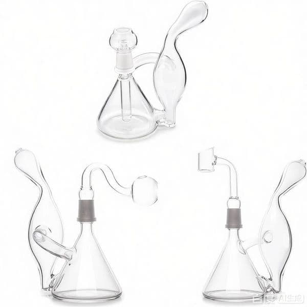 Travel Clear Glass oil banger Bong Hookahs Shisha Recycler Water Pipes bubbler glass Oil burner Bongs Bubbler With 14mm Female smoking bowl