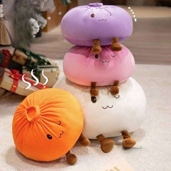 40cm Cute Home Decor Sofa Hug Pillow Steamed Stuffed Rice Bao Bun Plush Toy Funny Face Food Soft Soup Dumplings Kids Girl Gift