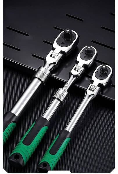 Drive Standard Ratchet Wrench, 1/4, 3/8, 1/2 Inch Flexible 72-Tooth Extendable Telescopic Socket Spanner Wrench ddmynov