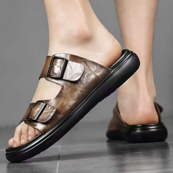 2026 Summer men's high-quality retro double-button slip-on sandals lightweight slip-resistant durable and perfect for beach wear