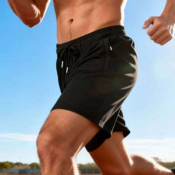 Men's Double Layer Men Fitness Sports Shorts Quick Dry Workout Jogging Summer Ice Silk Trousers Casual Sweatpants