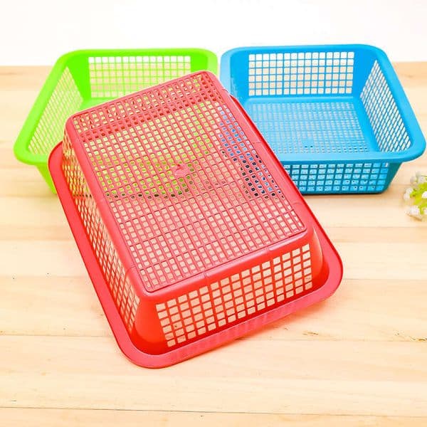 Plastic rectangular hollow-out and storage plastic vegetable washing basket, fruit draining basket wholesale