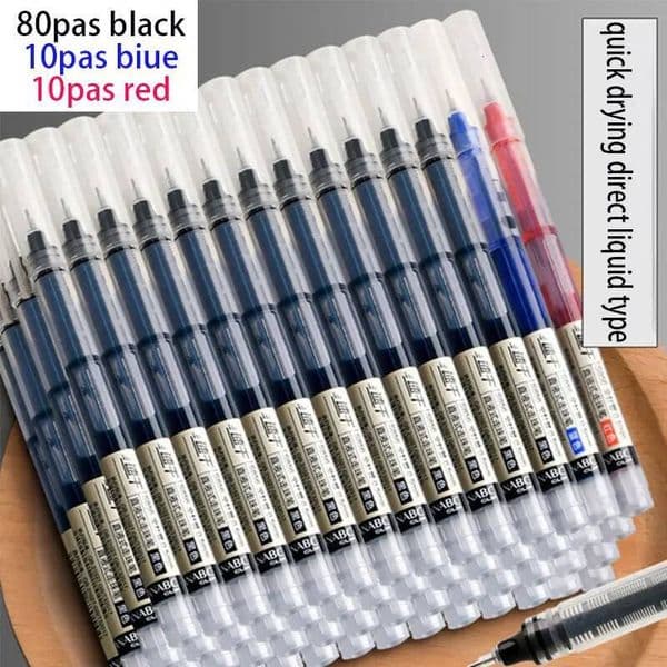 Ballpoint Pens Set: 24/40/80 Black + 3/5/10 Blue/Red Smooth Writing For University, Office & School | Quick-Drying Ink, Comfor