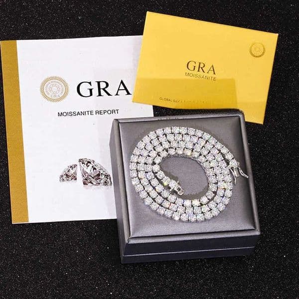 wholesale price 925 sterling silver tennis 2mm5mm in stock gra moissanite chain hip hop necklace fine jewelry