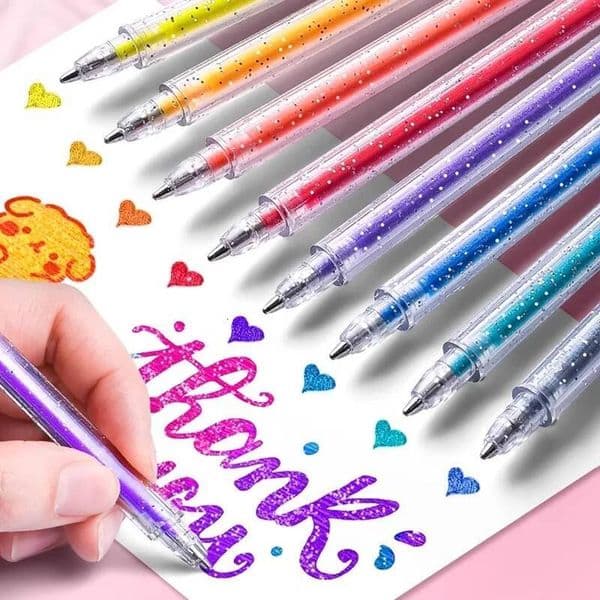 18/48Pcs Glitter Gel Pens, Metallic Shine, Sparkling Sequins, 48 Colors, Ballpoint Pens For Adult Coloring Books And Drawing