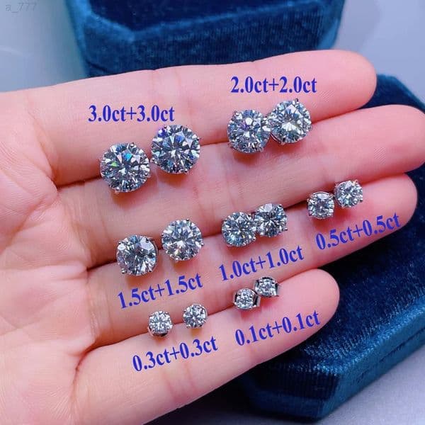 Moissanite Earrings Moissanite Studs 925 Sterling Silver Earring Gifts for Women Men VVS Brilliant Round