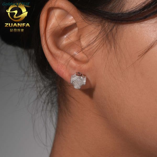 Diamond Hair Hip-Hop Style New S925 Silver Moissanite Personalized Unisex Stud Earrings Fashionable Ear Jewelry GRA