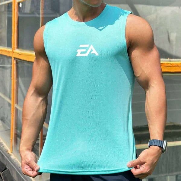 Mens gyms Tank top Fitness sleeveless shirt Male mesh breathable Quick Dry Sports Undershirt Gyms Running vest men