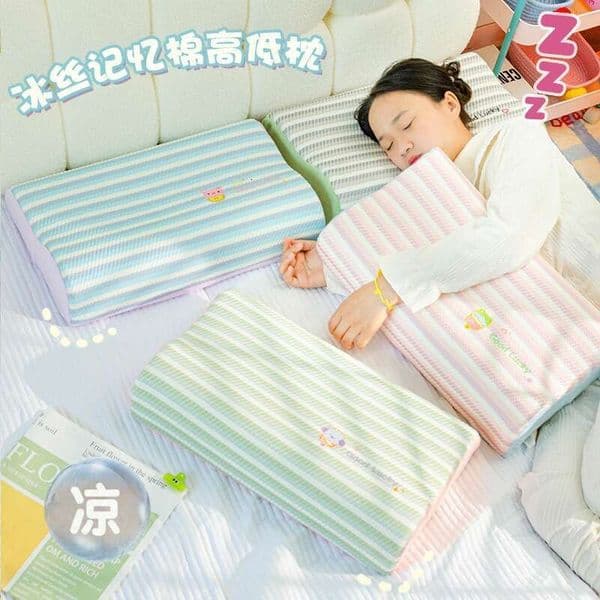 Neck Support Sleep Aid Memory Foam High-Low Core for Adults Home Use Slow Rebound Student Children Sleeping Head Pillow