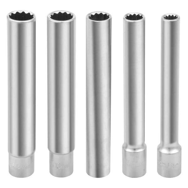 5Pcs 3/8inch Extra Deep Impact Set Chromium Vanadium Alloy Steel Hexagon Socket 0.31/0.39/0.47/0.51/0.55 inch Sleeve Tool ddmynov