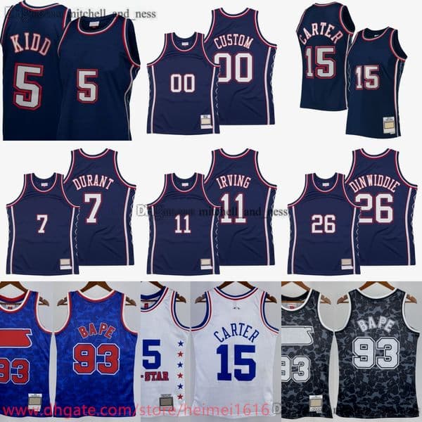 Printed 2006-07 MN Carter Basketball Jersey Classic Retro Navy Mesh Kidd Jerseys 2003 All-Star White